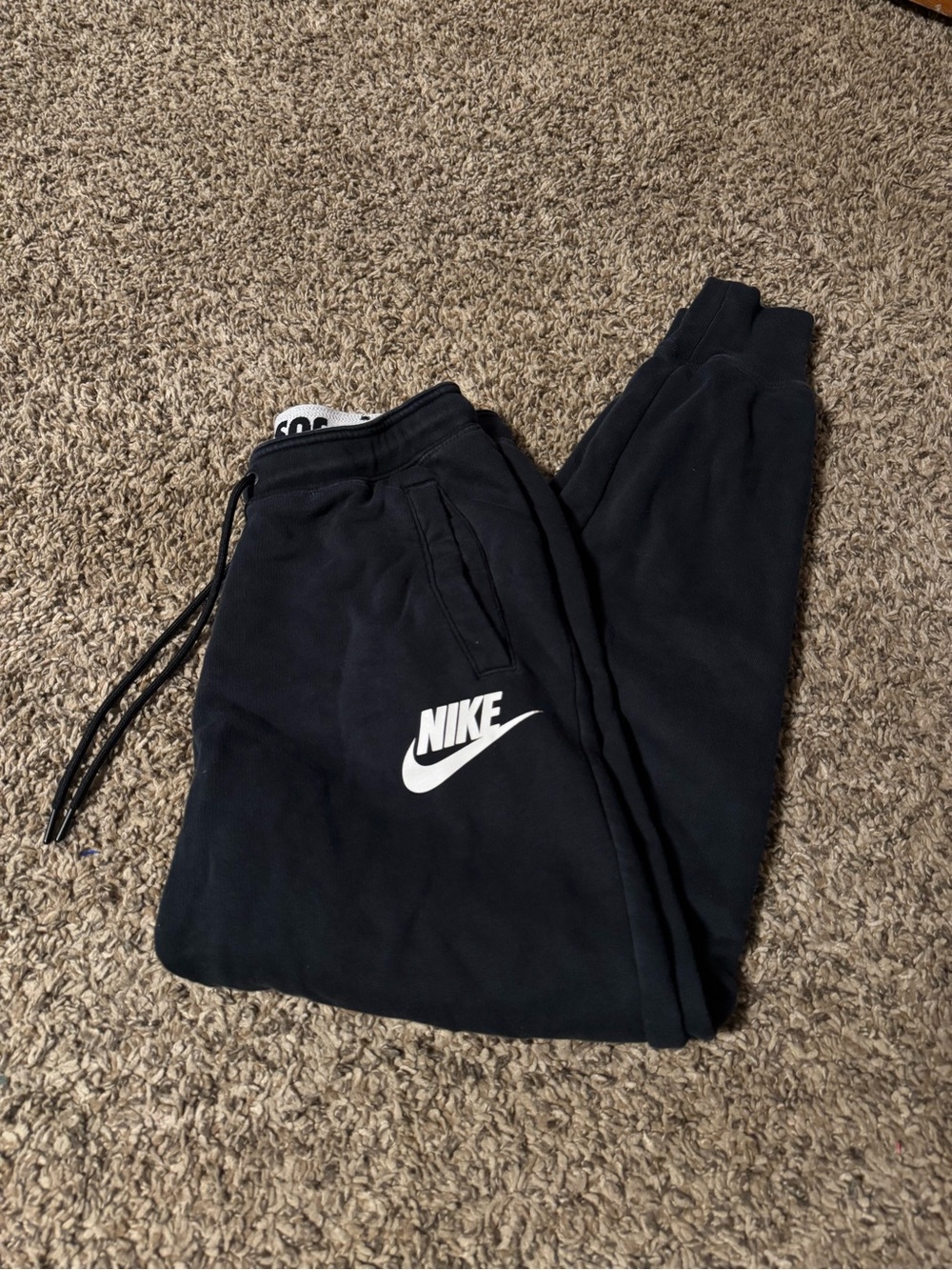 Nike Black Jogger Sweatpants with White Swoosh